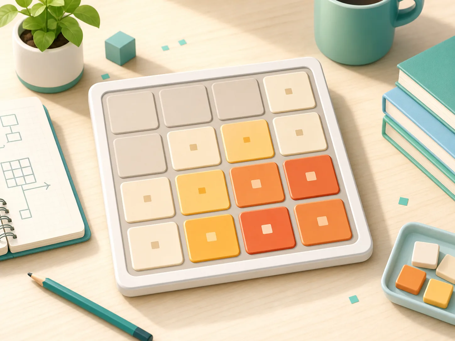 桌面上的 2048 数字棋盘插图